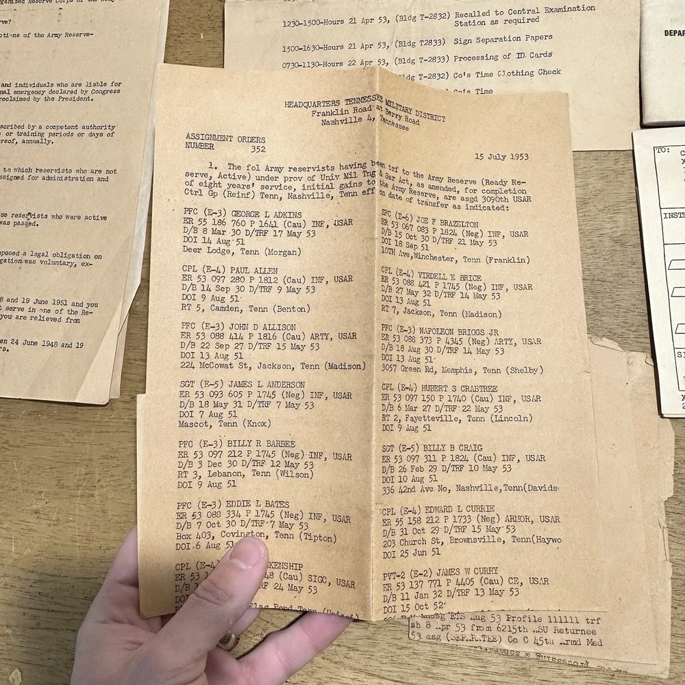Vintage Military Army Paperwork Korean War 1950's One Soldier Paperwork‎